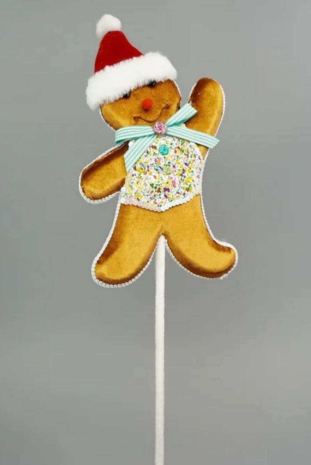 Gingerbread Man Pick, Teal 19"