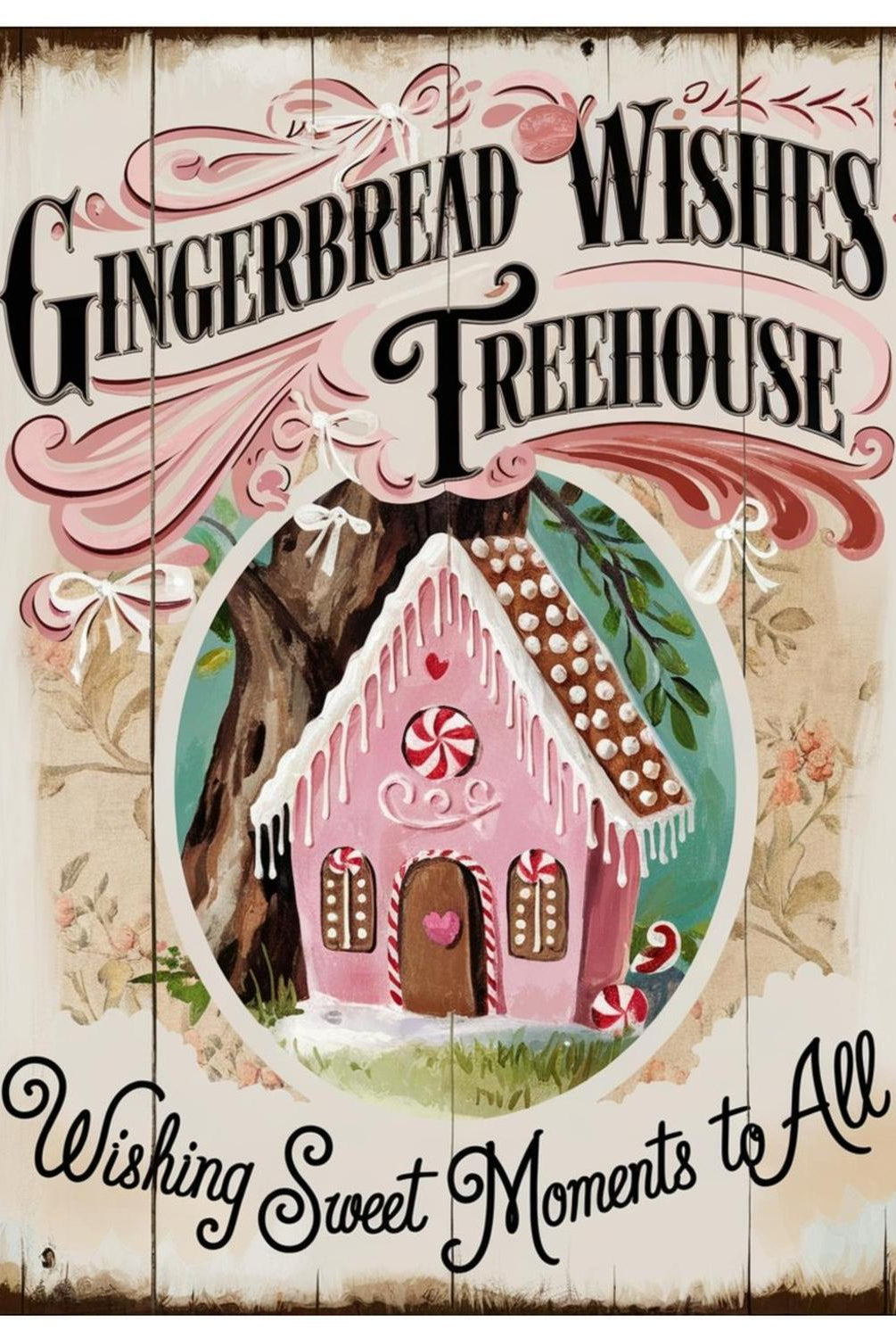 Gingerbread Wishes Treehouse Christmas Sign