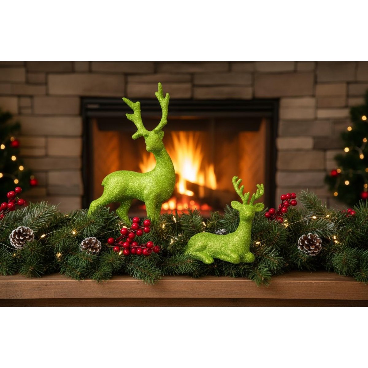 Shop For Glitter Deer: Chartreuse (Set of 2)
