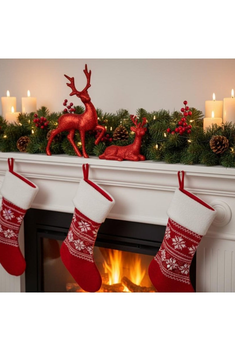 Shop For Glitter Deer: Red (Set of 2)