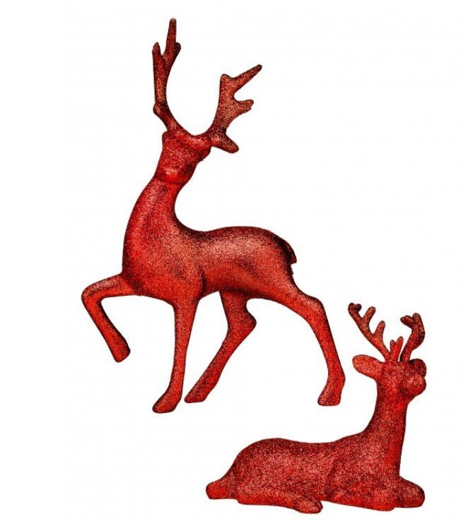 Shop For Glitter Deer: Red (Set of 2)