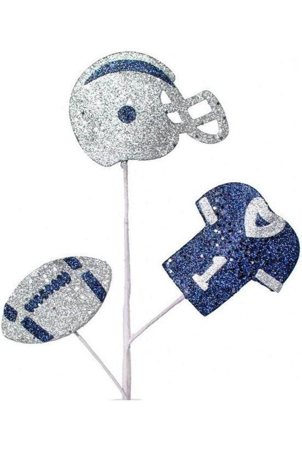 24" Glitter Helmet, Jersey, Football Pick: Navy Blue & Silver