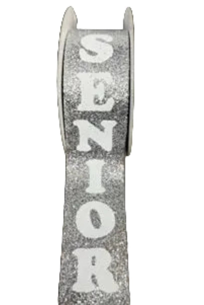 Shop For Glitter Senior Imprint 9 Ribbon: Silver (25 Yards)