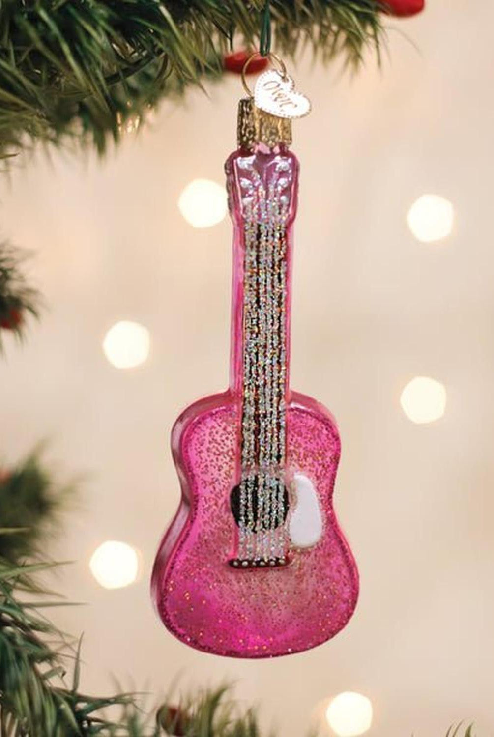 Glittered Glam Guitar Ornament