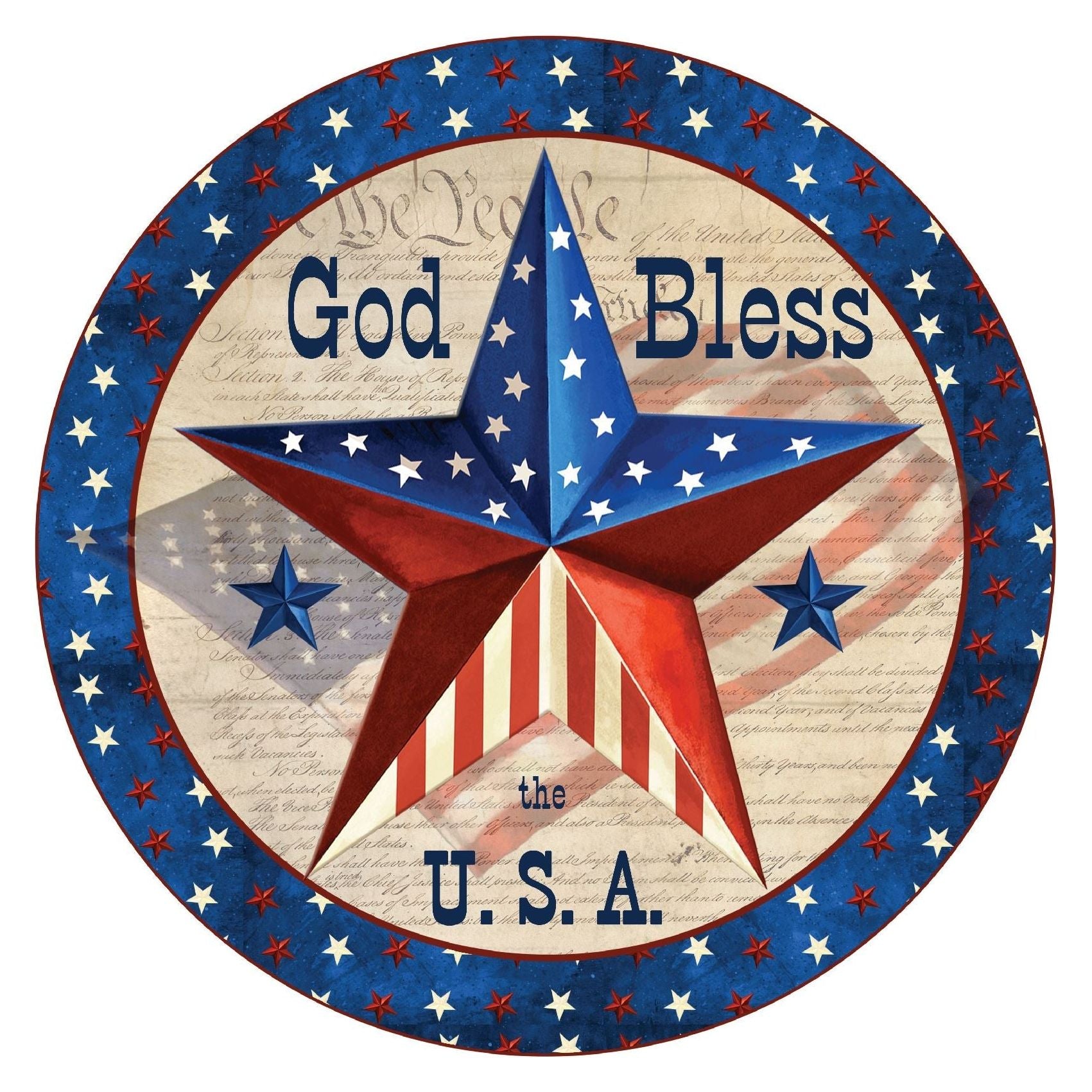 Shop For God Bless The USA Round Sign