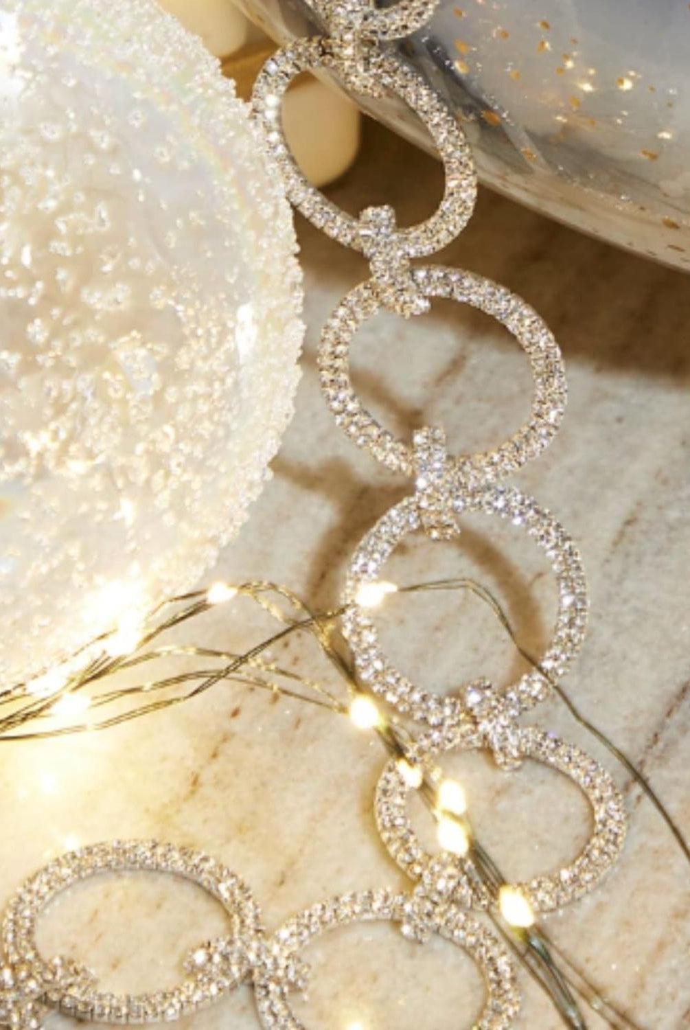 Gold Crystal Circle Christmas Garland, 36"