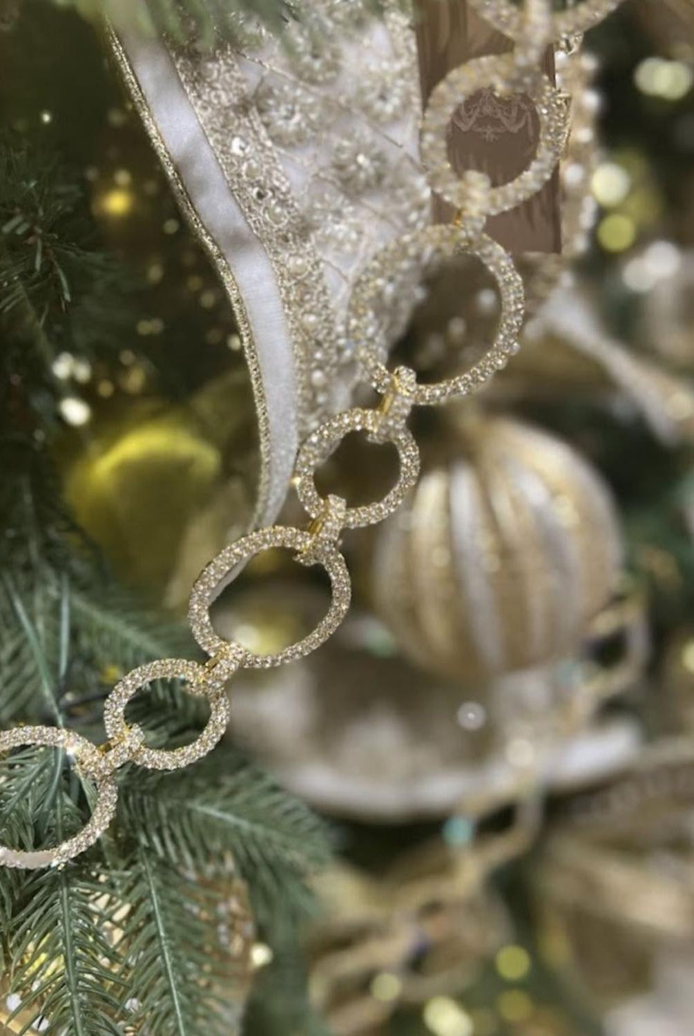 Gold Crystal Circle Christmas Garland, 36"