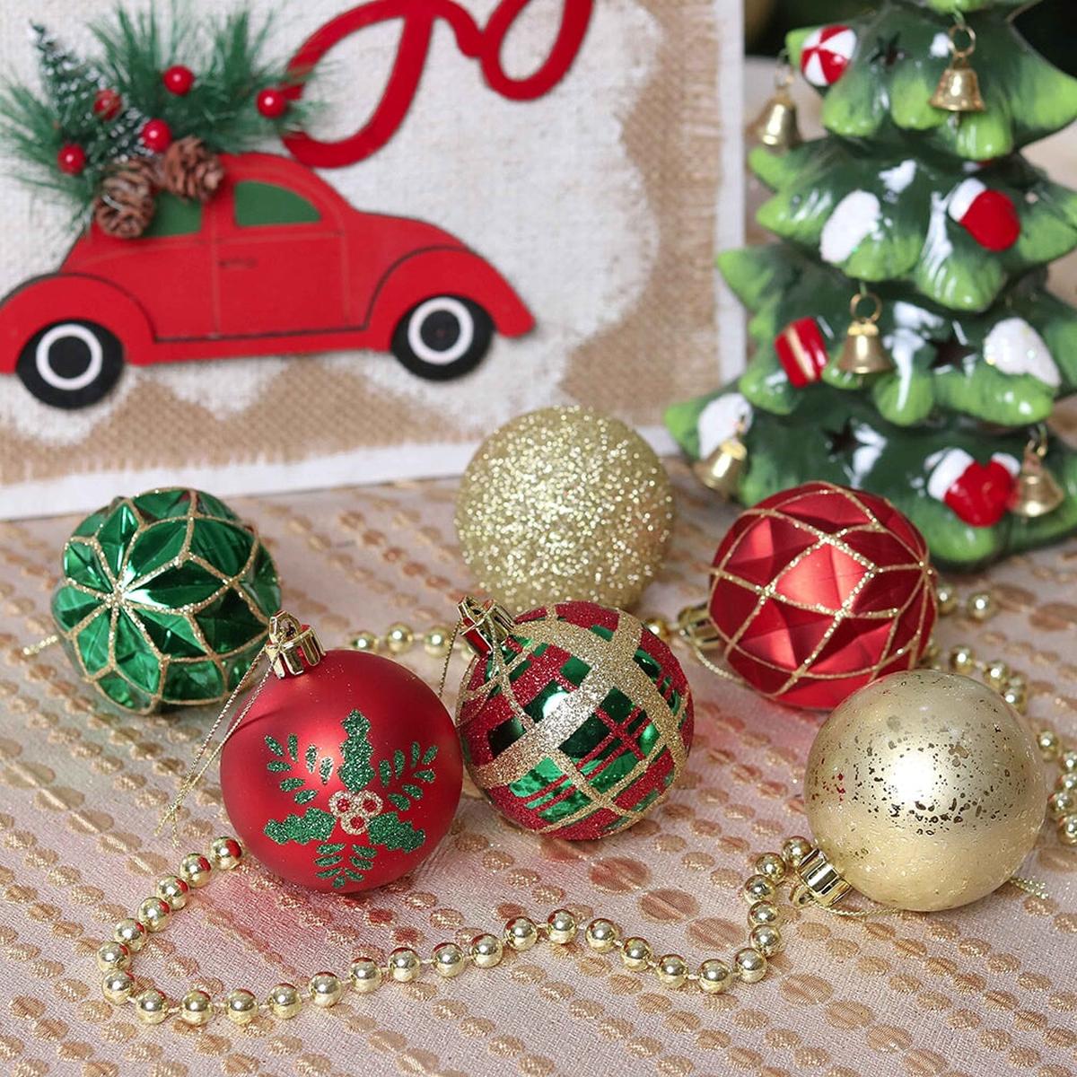 Shop For Green and Gold Glittered Tree Baubles (Set of 30)