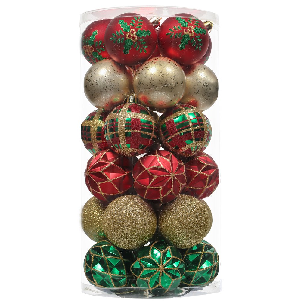 Shop For Green and Gold Glittered Tree Baubles (Set of 30)