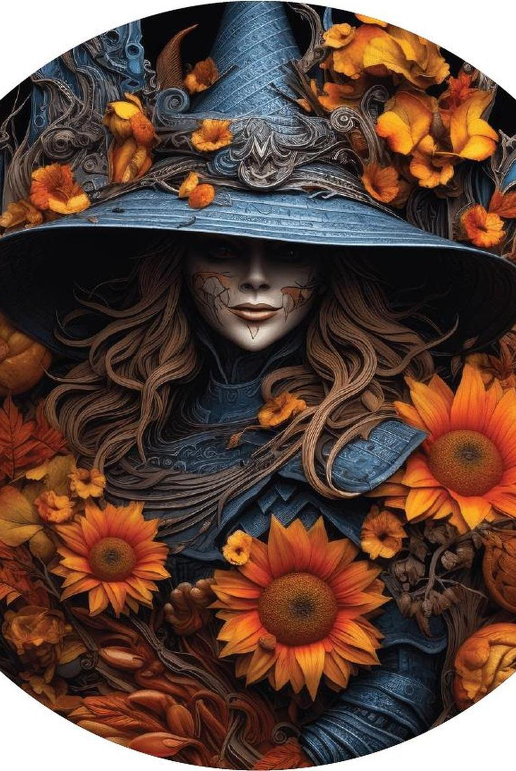 Halloween 2D Witch Sunflowers Sign
