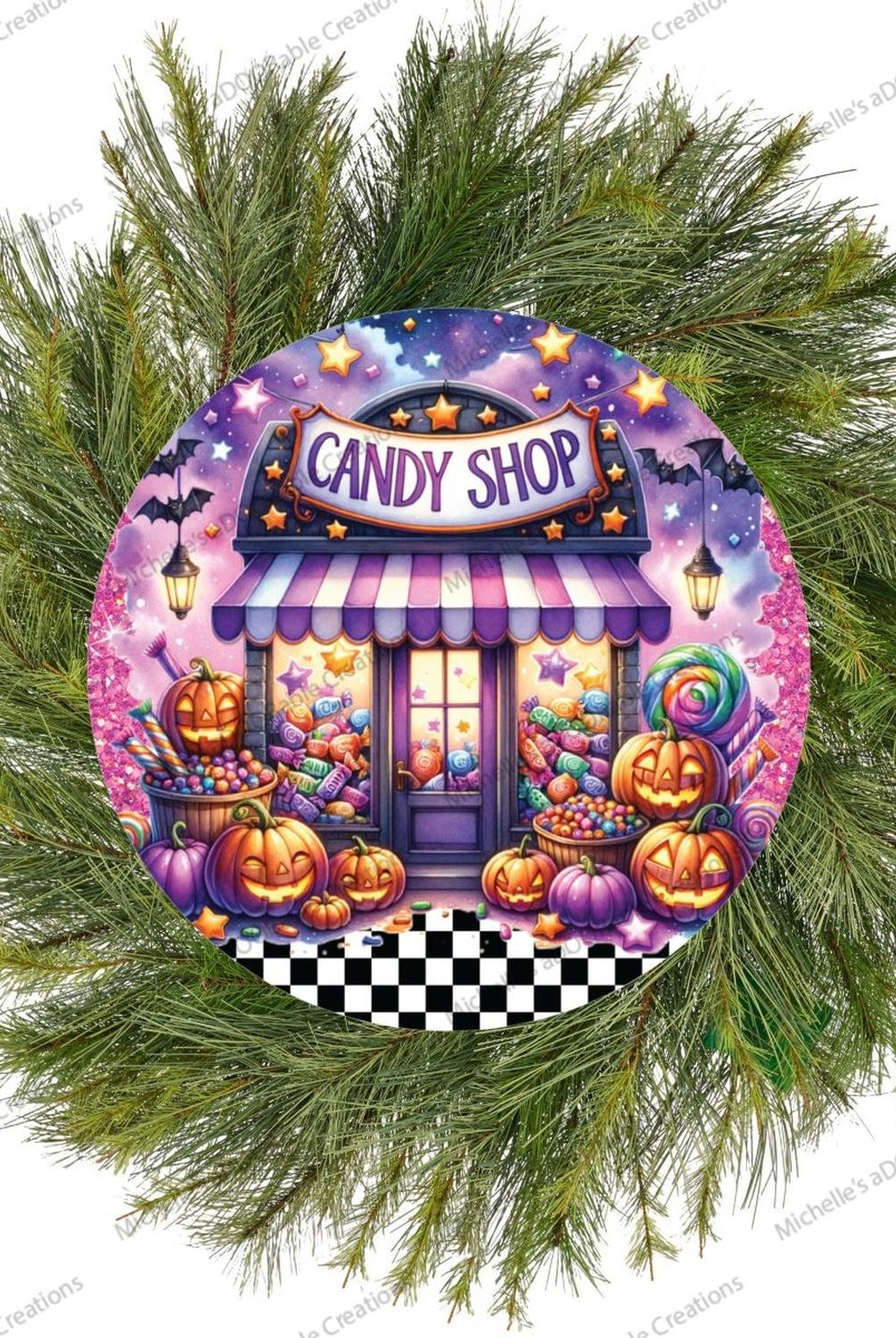 Halloween Candy Shop Round Sign