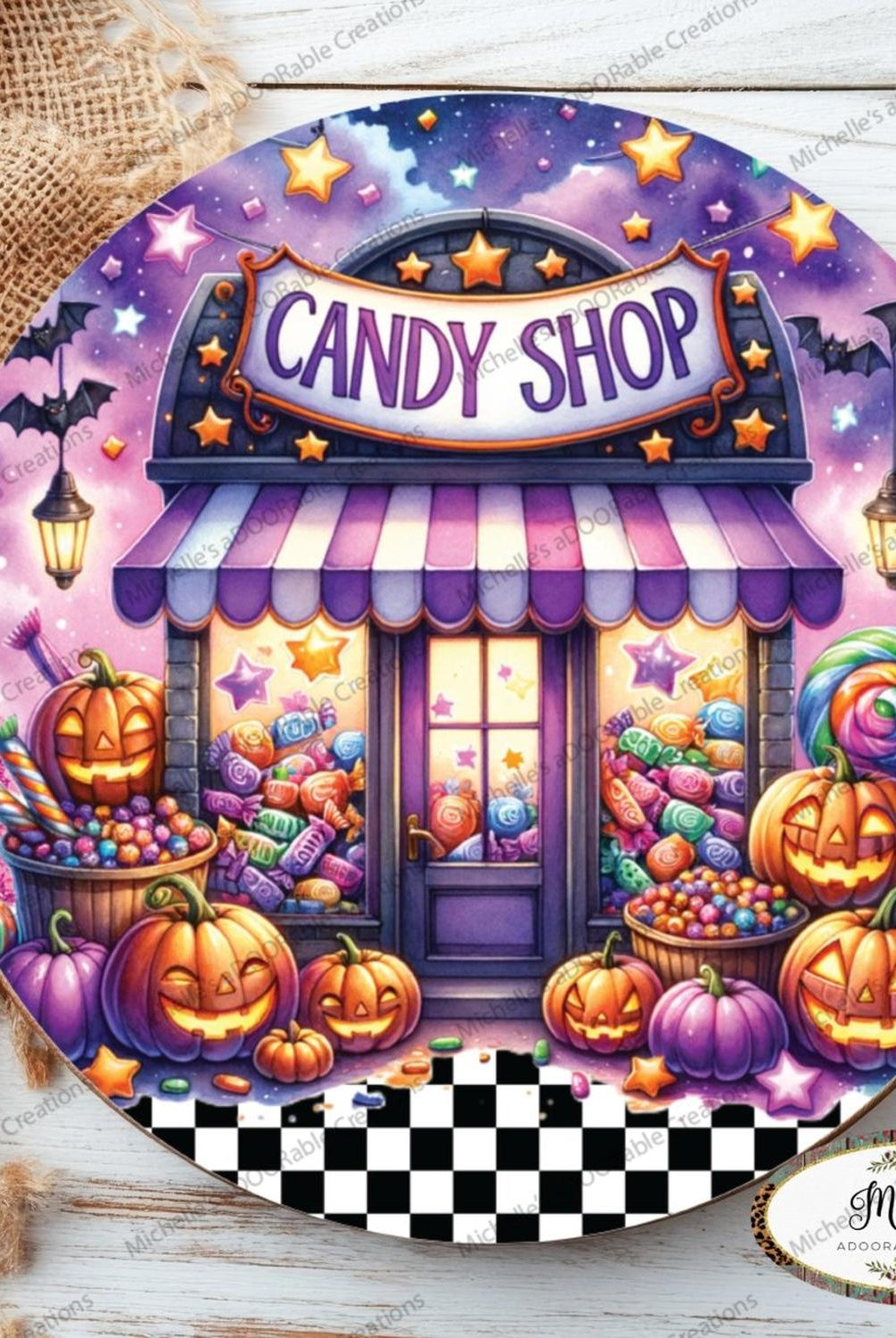 Halloween Candy Shop Round Sign
