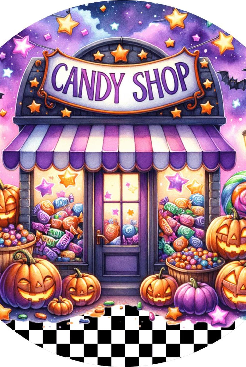 Halloween Candy Shop Round Sign