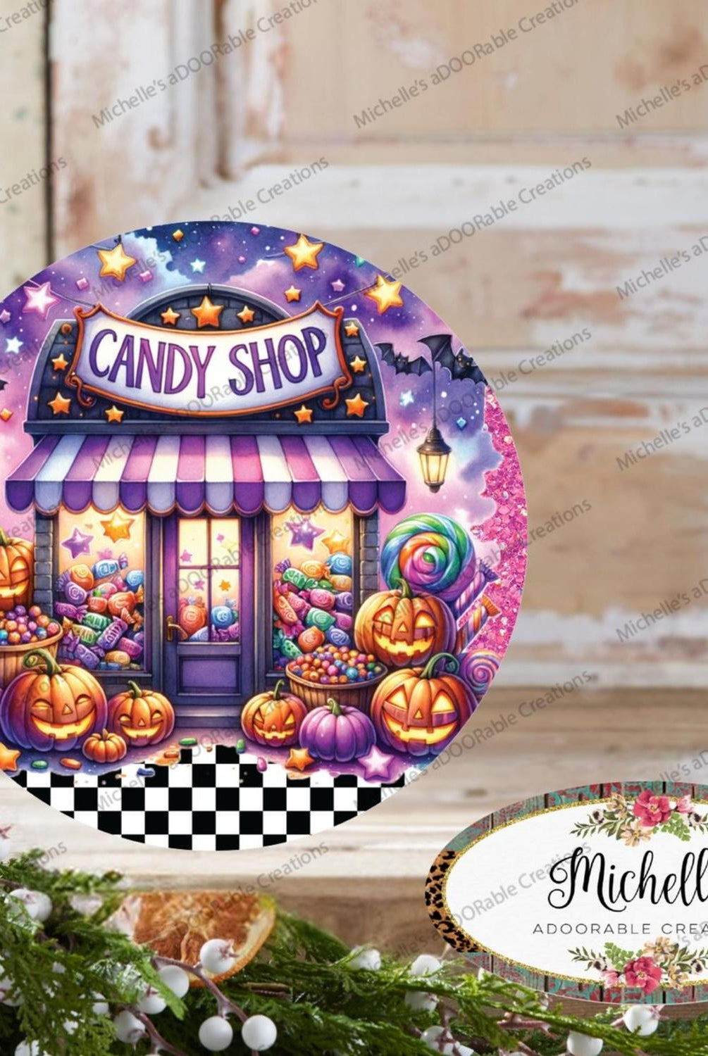 Halloween Candy Shop Round Sign