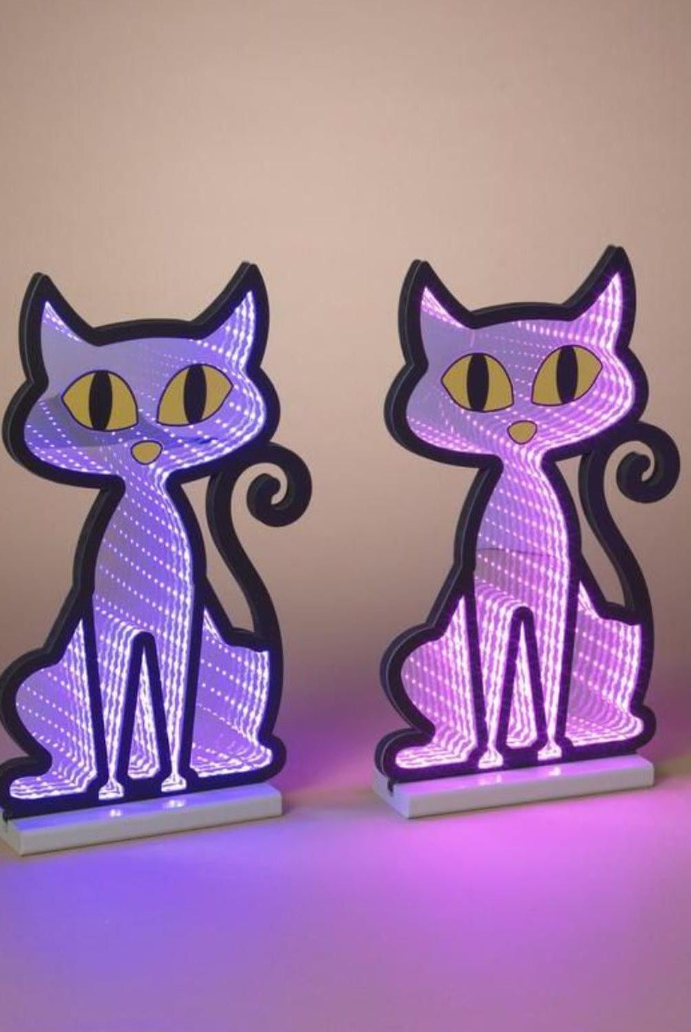 Halloween Cat Infinity Light Display 15"H