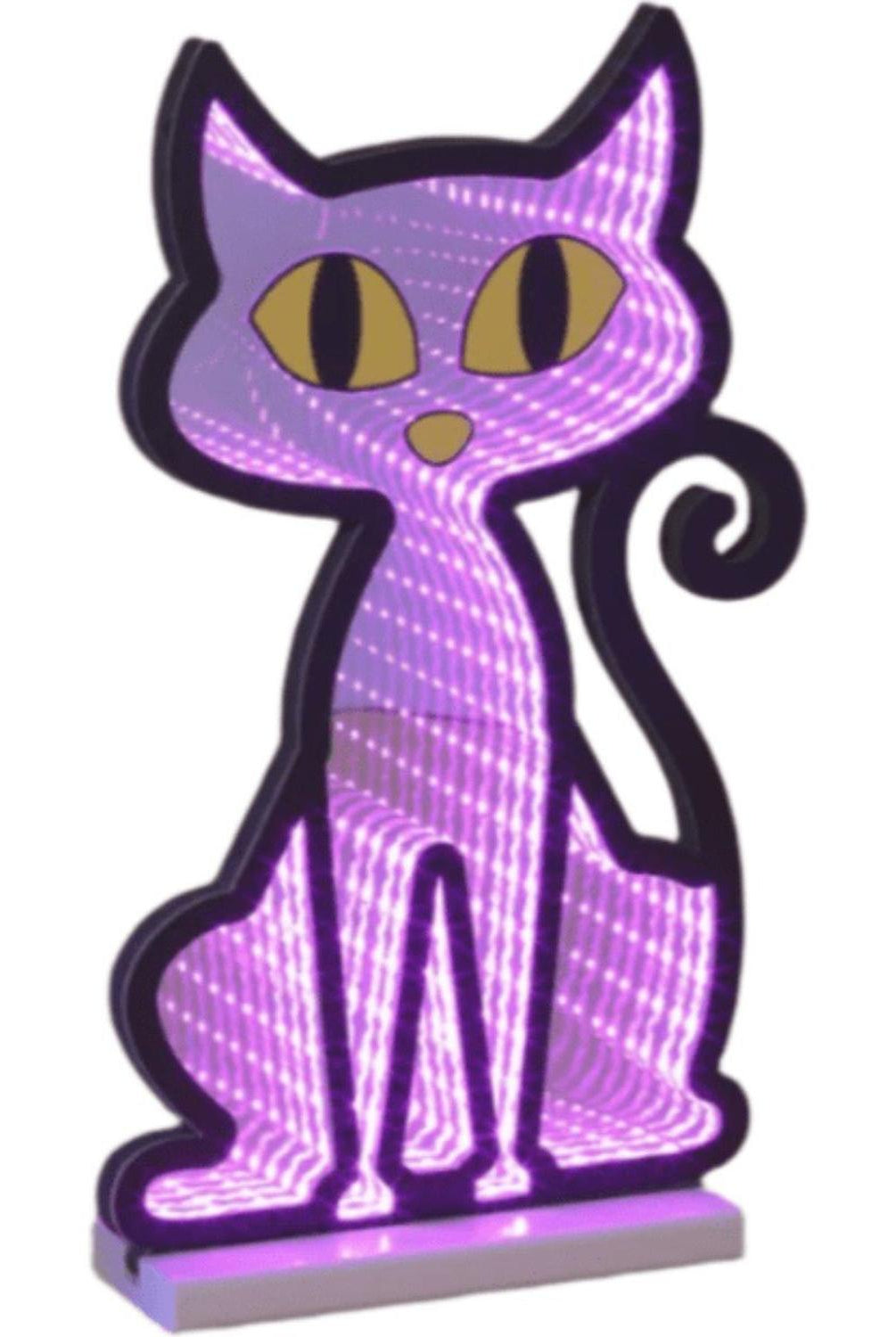 Halloween Cat Infinity Light Display 15"H