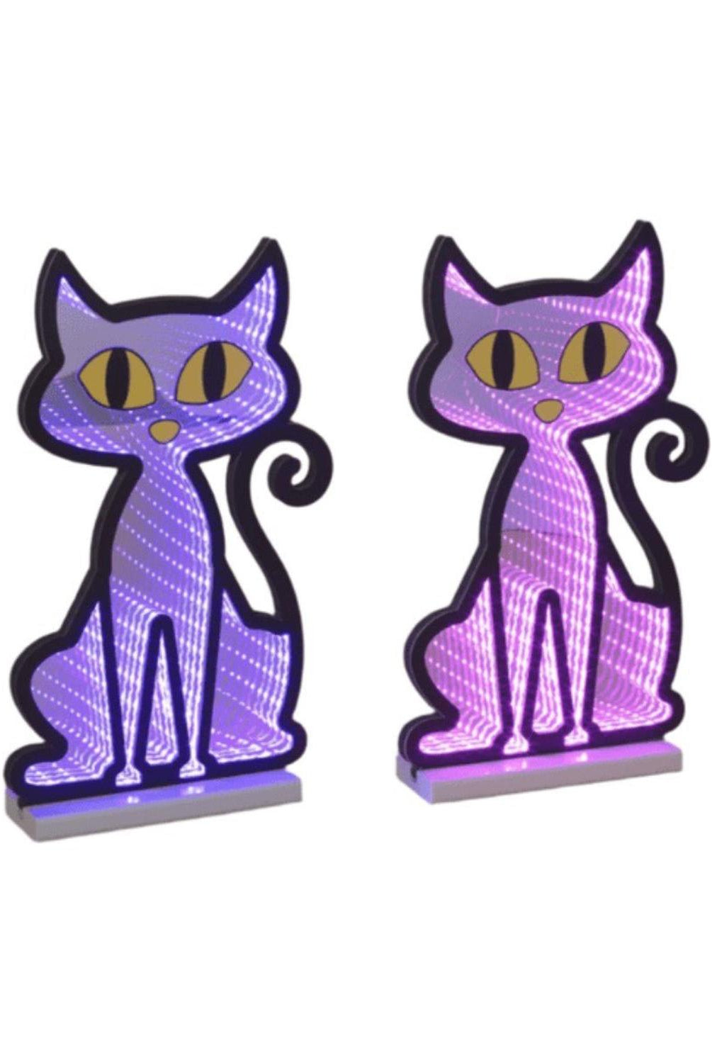 Halloween Cat Infinity Light Display 15"H