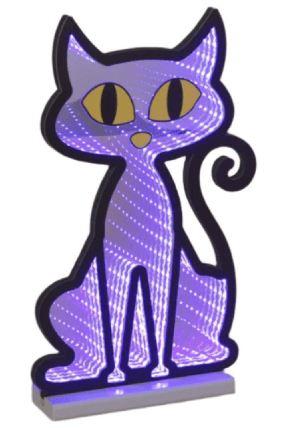 Halloween Cat Infinity Light Display 15"H