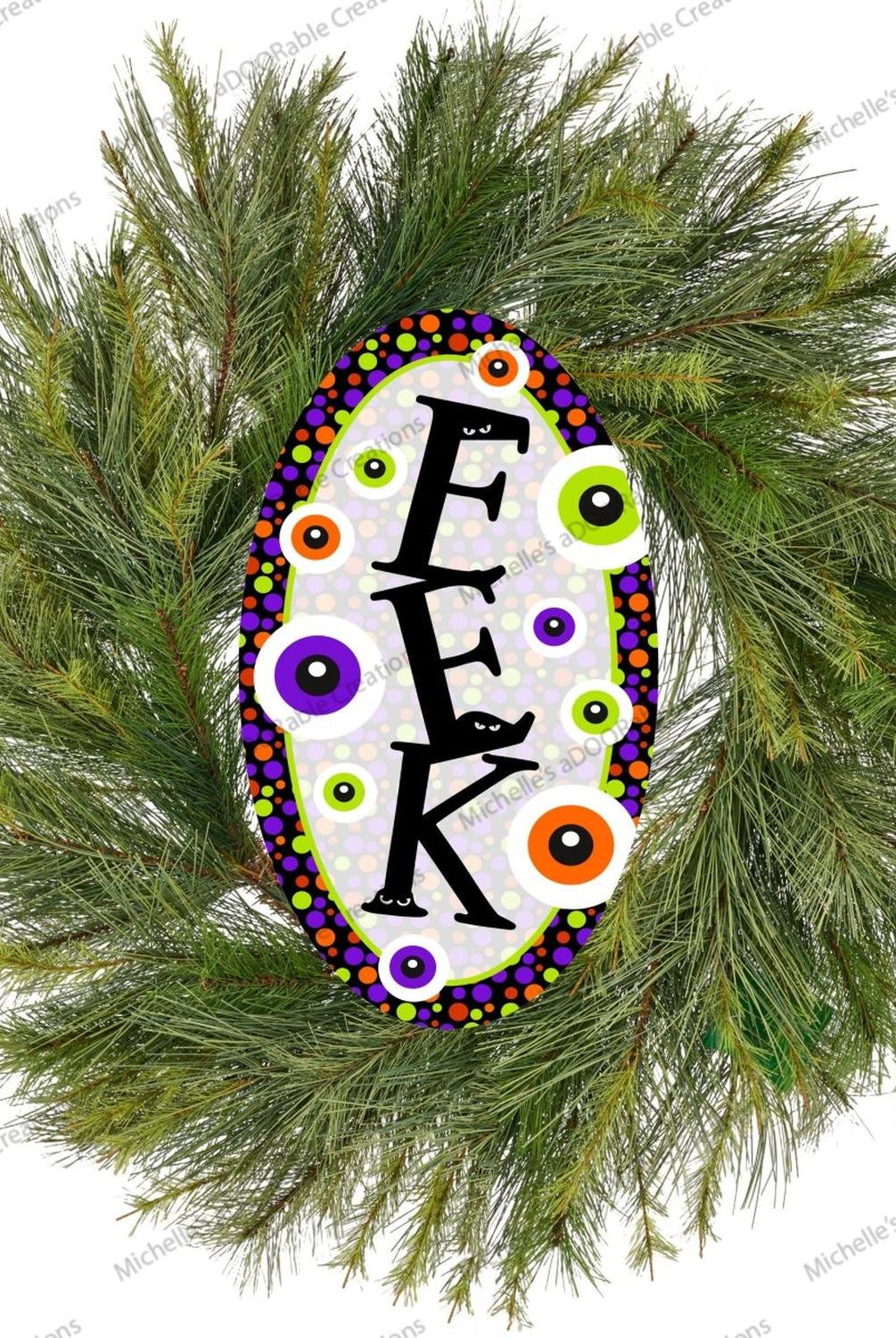 Halloween Eyeballs EEK Oval Sign