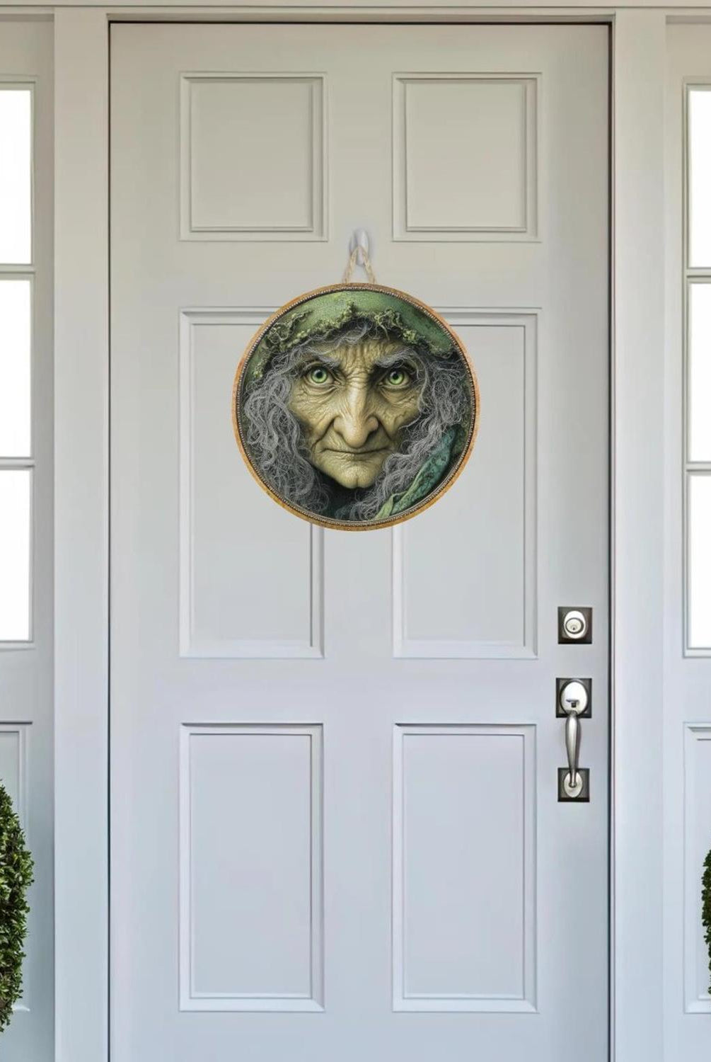 Halloween Green Witch Face Metal Sign