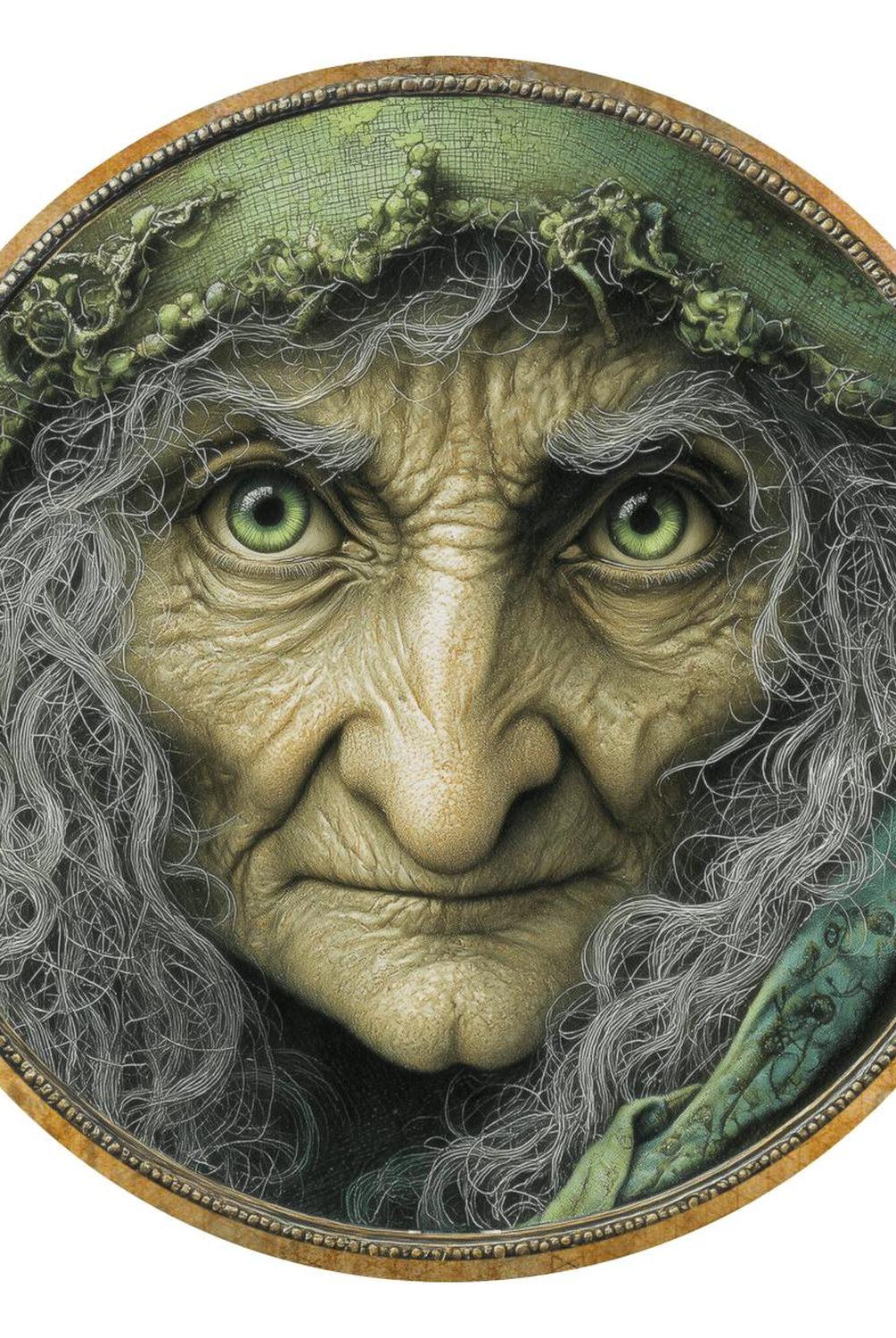 Halloween Green Witch Face Metal Sign