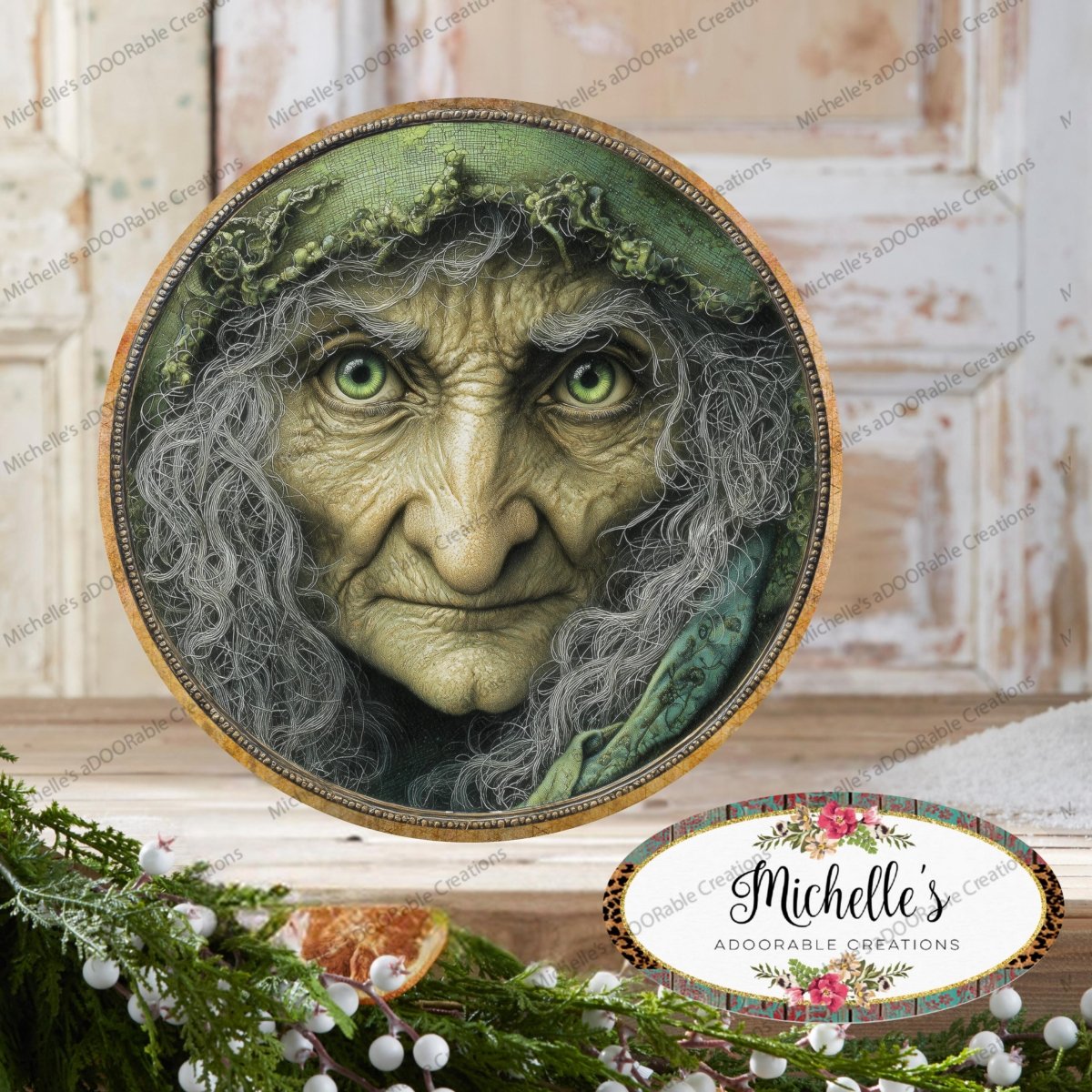 Shop For Halloween Green Witch Face Metal Sign