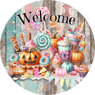 Shop For Halloween Welcome Pastel Candy Round Sign