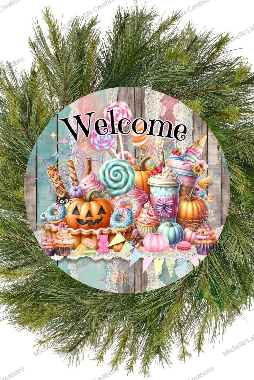Halloween Welcome Pastel Candy Round Sign