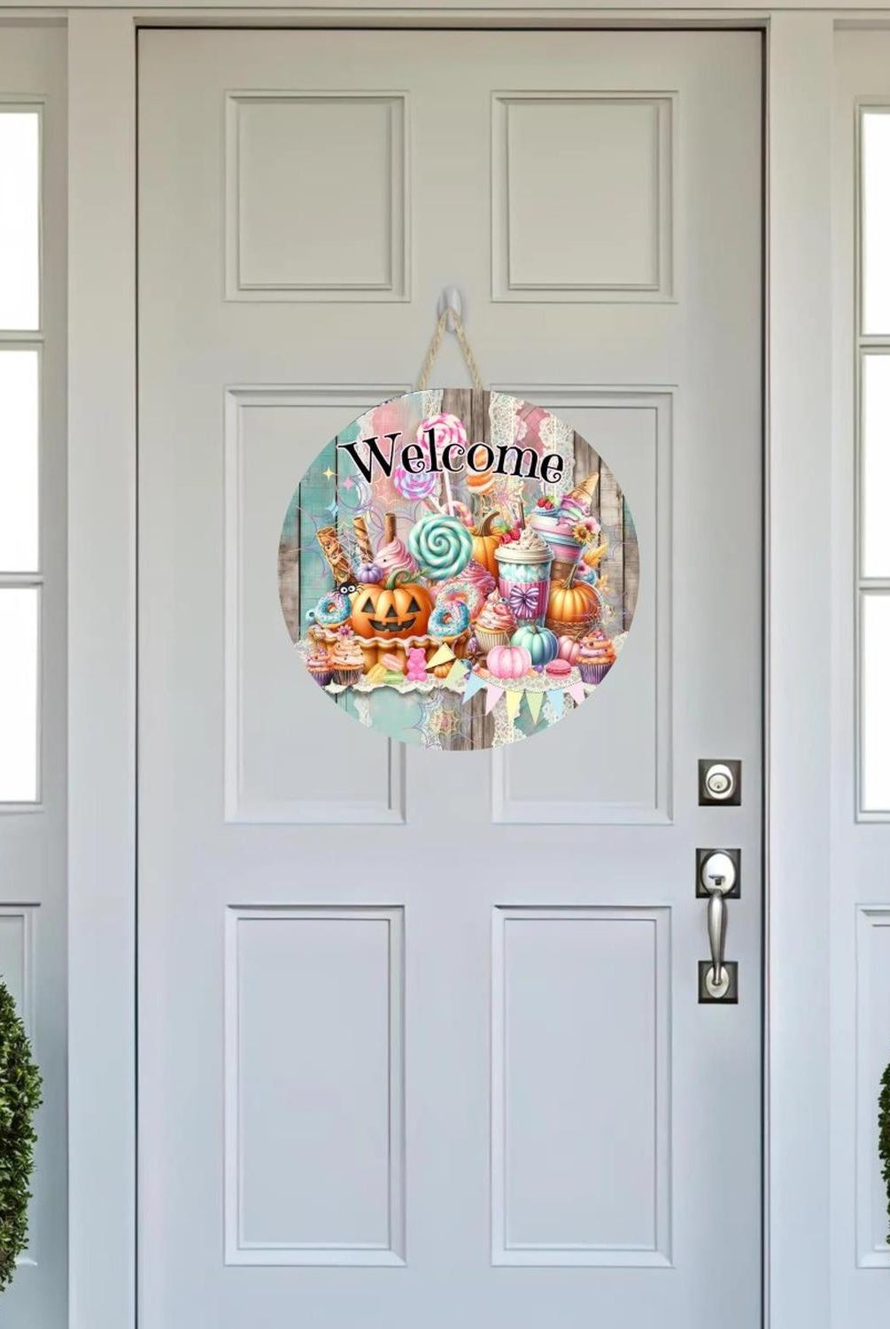 Halloween Welcome Pastel Candy Round Sign