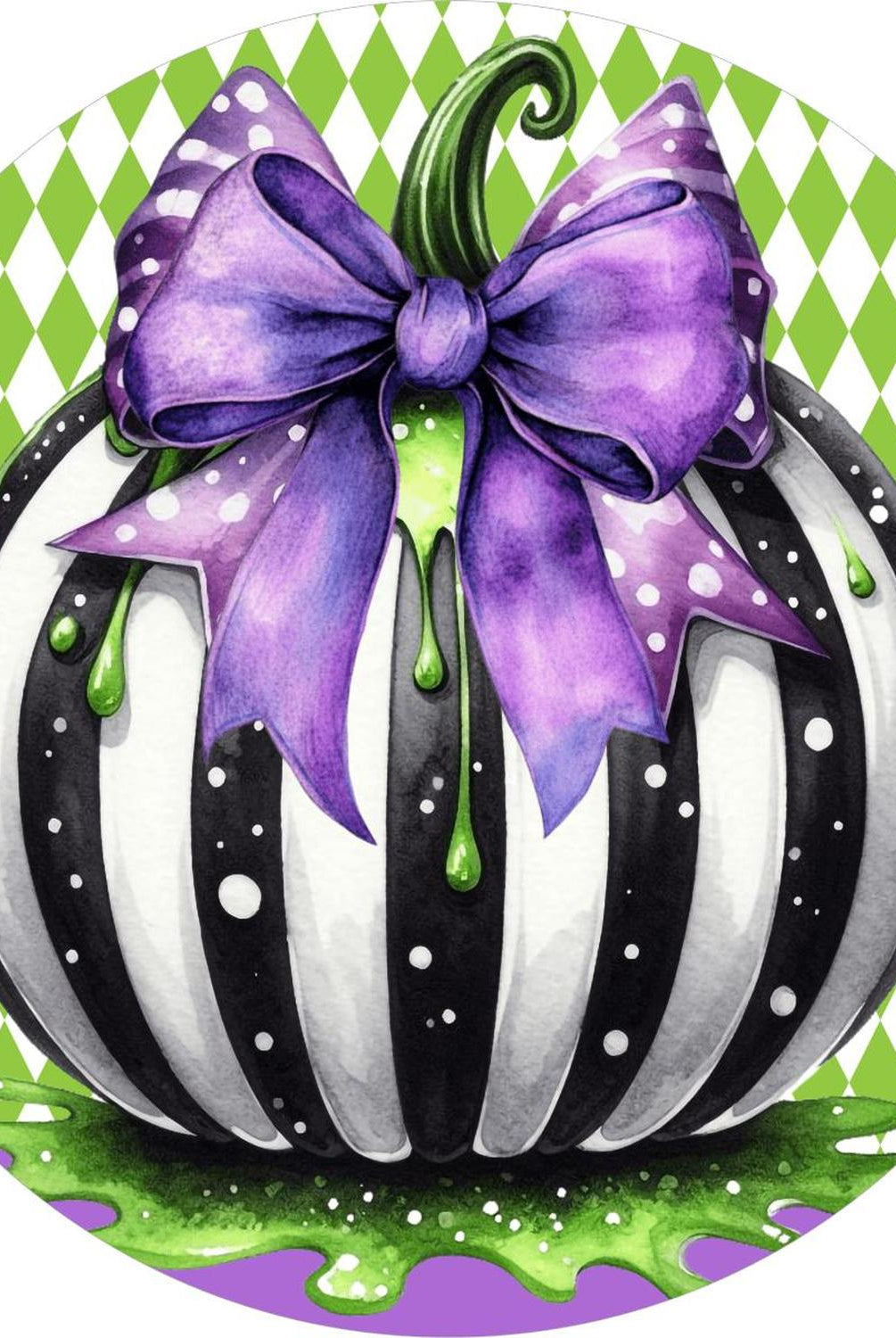 Halloween Zombie Black White Pumpkin Sign