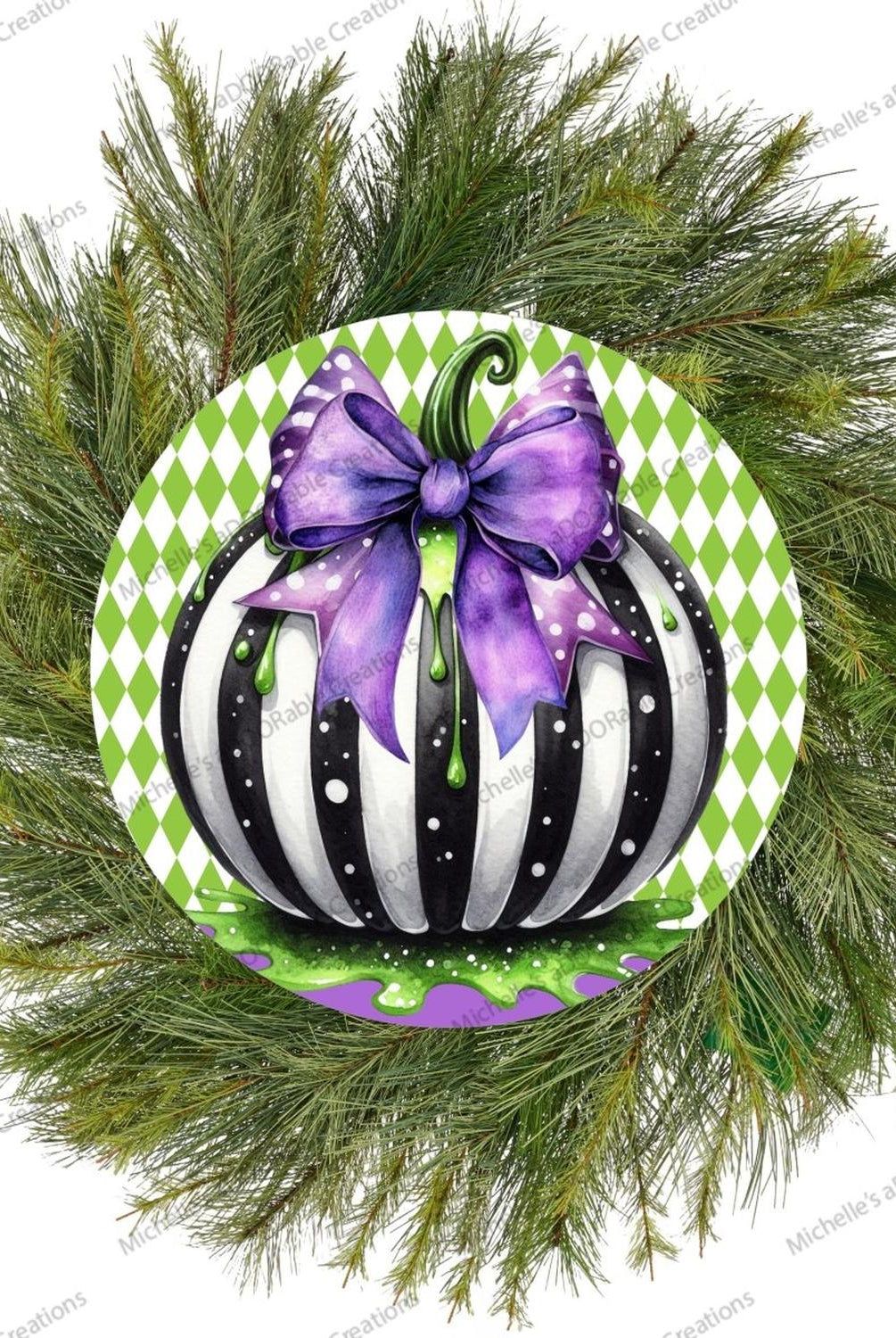 Halloween Zombie Black White Pumpkin Sign