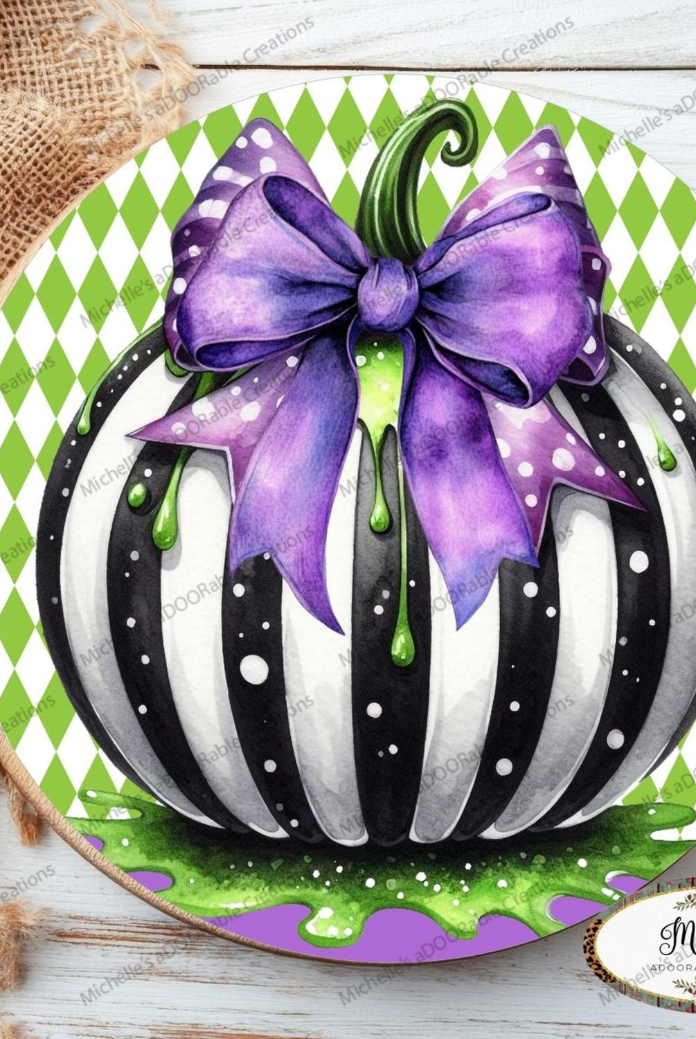 Halloween Zombie Black White Pumpkin Sign