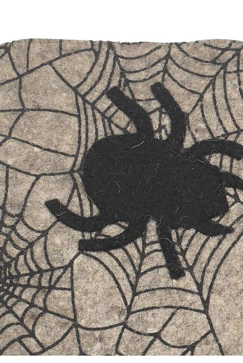 Hand Felted Wool Halloween Spider Web Table Runner - 14x72" Arcadia Home
