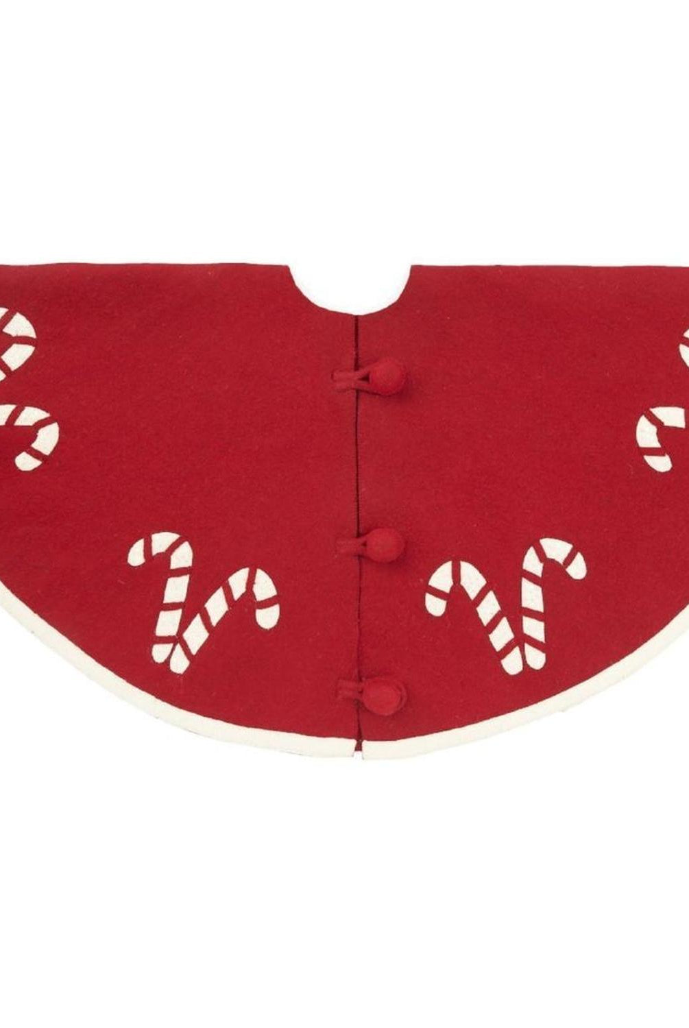 Handmade Candy Canes Red Felt Christmas Tree Skirt Felt 60" Arcadia Home
