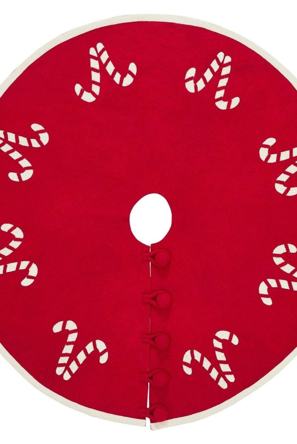 Handmade Candy Canes Red Felt Christmas Tree Skirt Felt 60" Arcadia Home