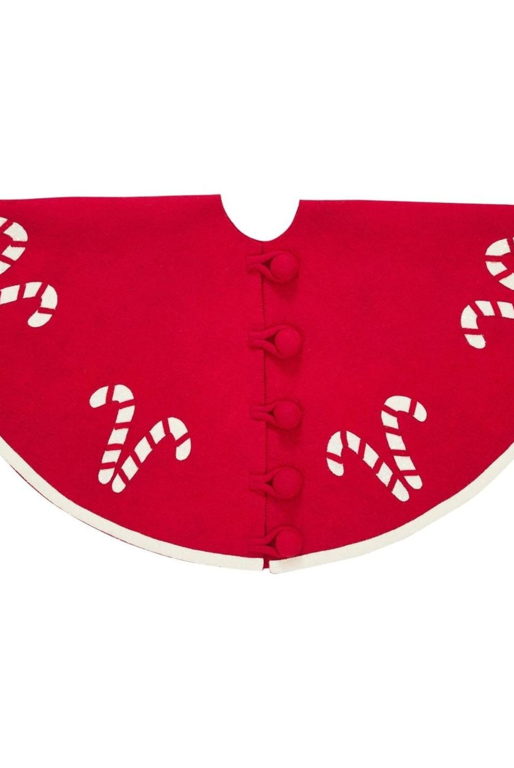 Handmade Candy Canes Red Felt Christmas Tree Skirt Felt 60" Arcadia Home