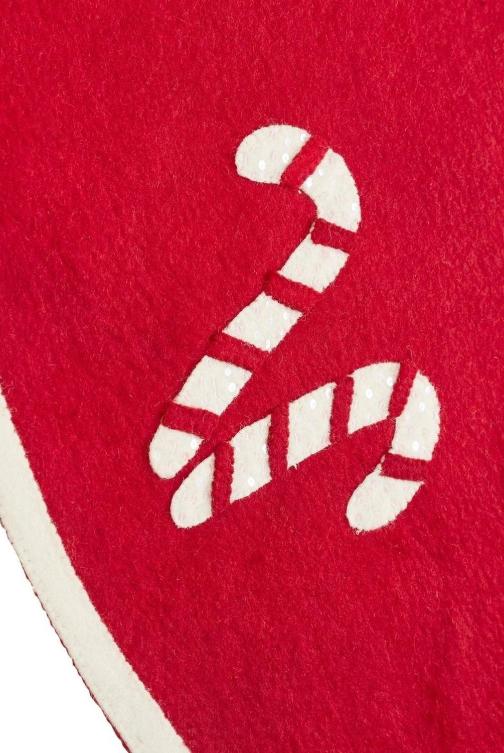 Handmade Candy Canes Red Felt Christmas Tree Skirt Felt 60" Arcadia Home