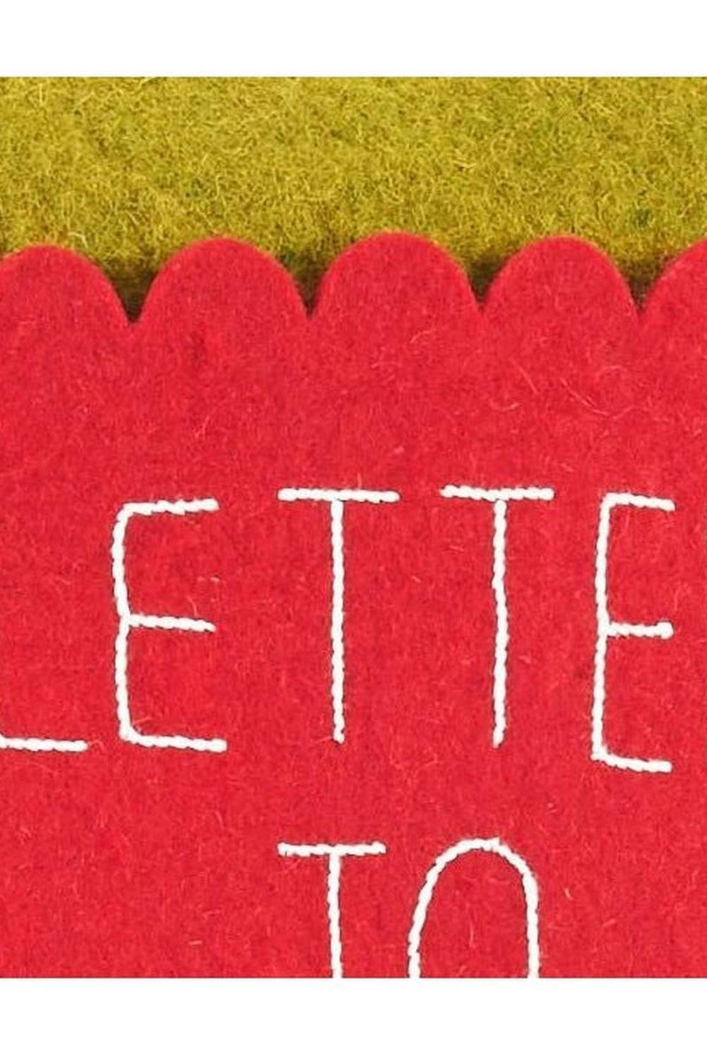 Handmade Christmas Pillow Hand Felted Wool - Letter to Santa Pocket Green - 18" Arcadia Home