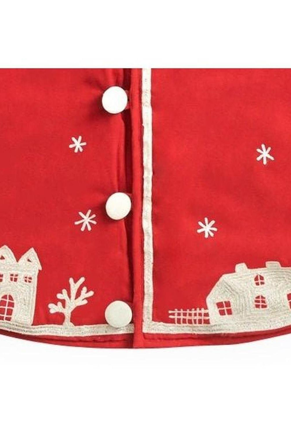 Handmade Christmas Tree Skirt Cotton - Village Scene Red - 60" Arcadia Home