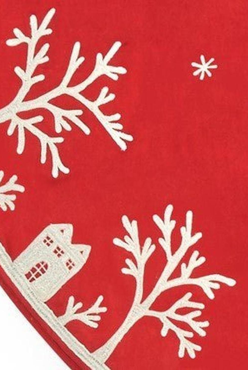 Handmade Christmas Tree Skirt Cotton - Village Scene Red - 60" Arcadia Home
