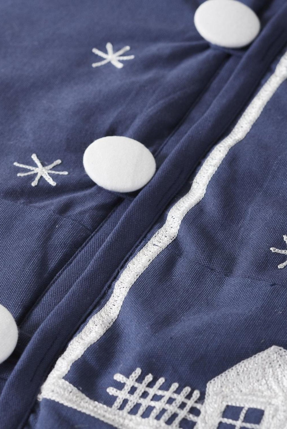 Shop For Handmade Cotton Christmas Tree Skirt - Village Scene Navy Blue - 60" Arcadia Home