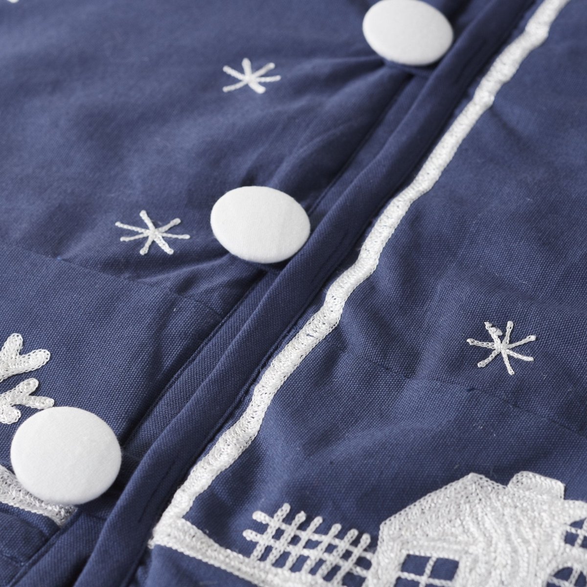 Shop For Handmade Cotton Christmas Tree Skirt - Village Scene Navy Blue - 60" Arcadia Home