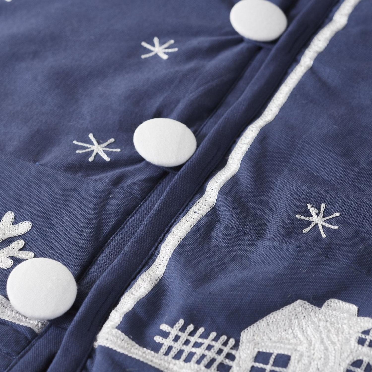 Shop For Handmade Cotton Christmas Tree Skirt - Village Scene Navy Blue - 60" Arcadia Home
