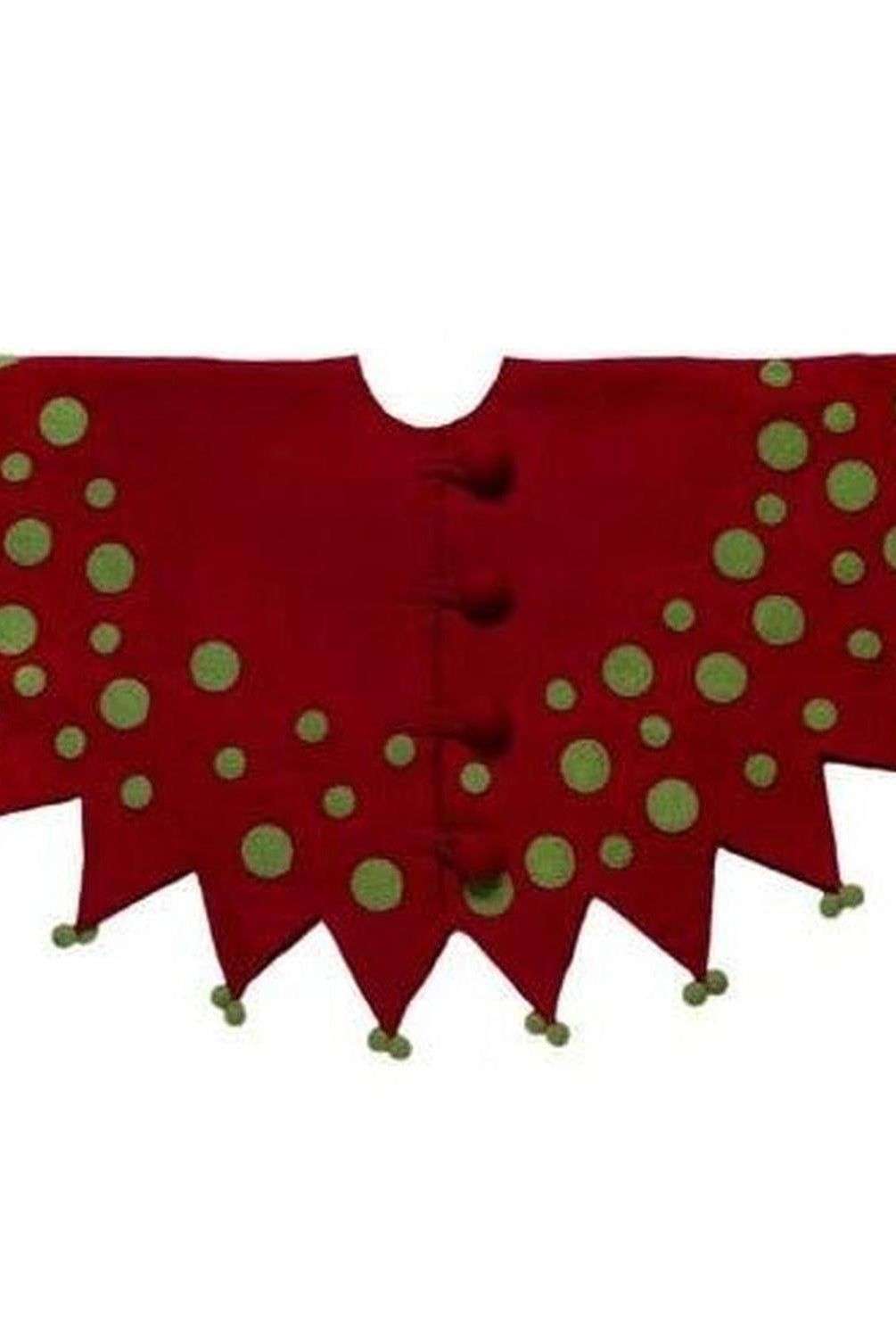 Handmade Felt Jester Red and Green Christmas Tree Skirt 60" Arcadia Home