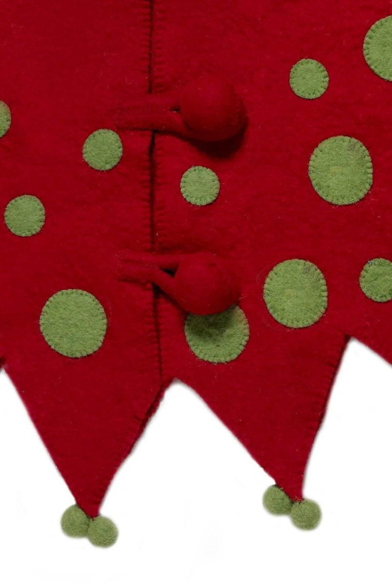 Shop For Handmade Felt Jester Red and Green Christmas Tree Skirt 60" Arcadia Home
