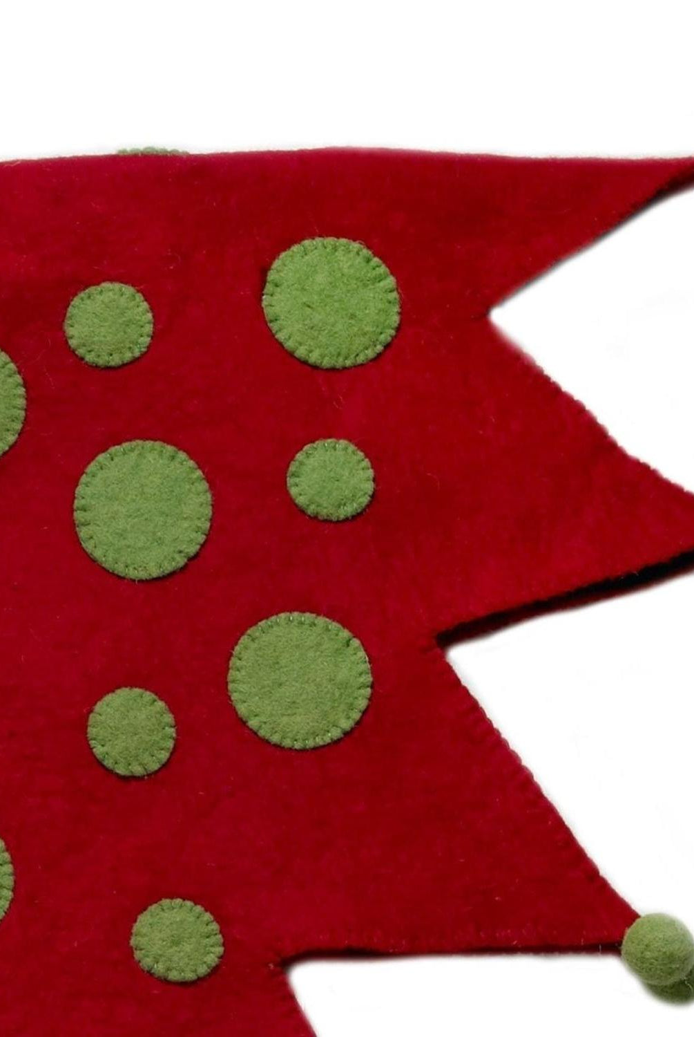 Handmade Felt Jester Red and Green Christmas Tree Skirt 60" Arcadia Home