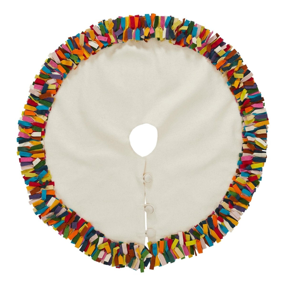 Shop For Handmade Felt Multicolor Fringe Border Cream Christmas Tree Skirt Arcadia Home