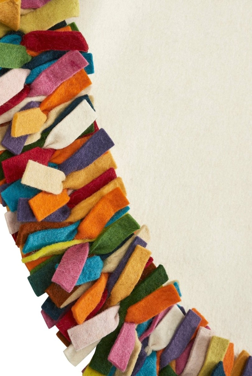 Shop For Handmade Felt Multicolor Fringe Border Cream Christmas Tree Skirt Arcadia Home