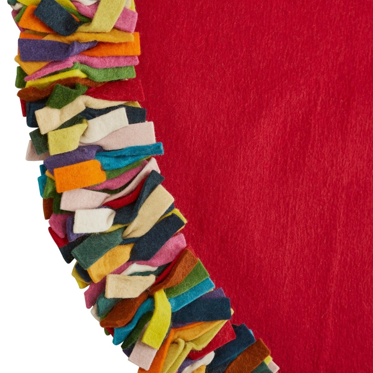 Shop For Handmade Felt Multicolor Fringe Border Red Wool Christmas Tree Skirt Arcadia Home