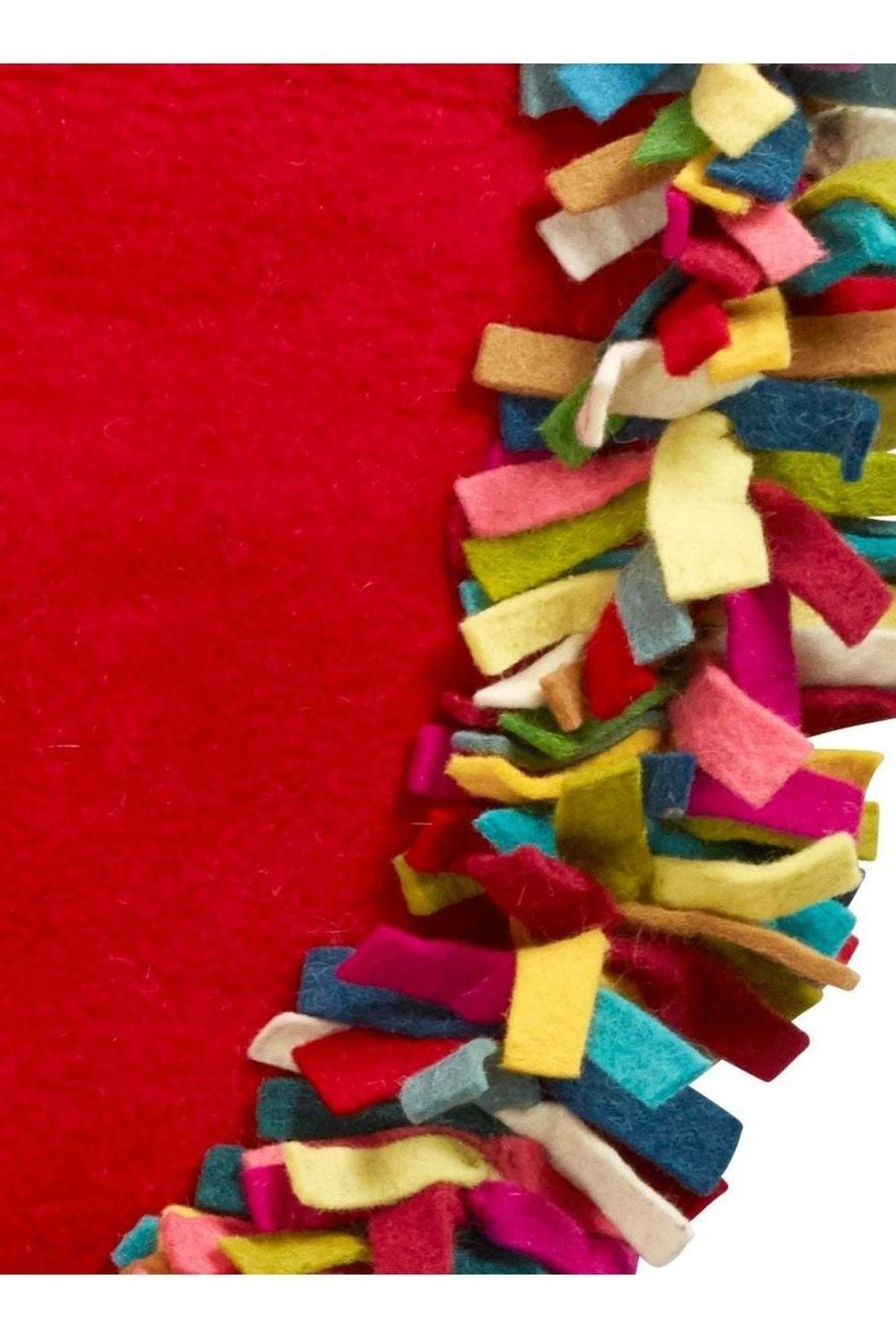 Handmade Felt Multicolor Fringe Border Red Wool Christmas Tree Skirt Arcadia Home